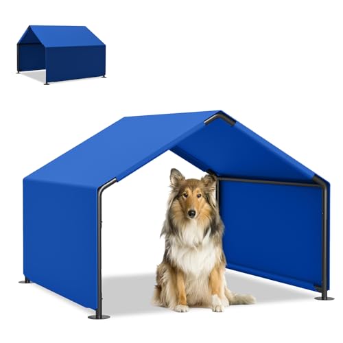 Dog Shade Shelter Outdoor, 4'x4'x3' Dog Tent Outdoor, Pet Tent Outside with Waterproof Roof, Blue Sun Rain Cover for Pet Cat Goat Pig Small Animals and Livestock - color: Blue, size: 4'x4'x3'