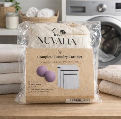 Mesh Laundry Bags for Delicates with 2 Wool Dryer Balls, Reusable Garment Wash Bags for Washing Machine, Fabric Protection Laundry Care Set for Lingerie & Clothes