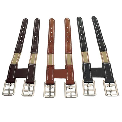Majestic Ally Leather Girth Extender with Heavy-Duty Elastics, Durable, Flexible - color: Black