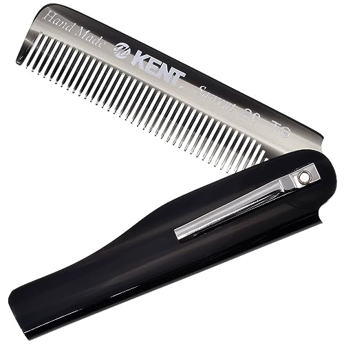Kent 20T Black Graphite Handmade Folding Pocket Comb for Men, Fine Tooth Hair Comb Straightener for Everyday Grooming Styling Hair, Beard or Mustache, Use Dry or with Balms, Saw Cut, Made in England - color: Graphite, size: 3 Pack