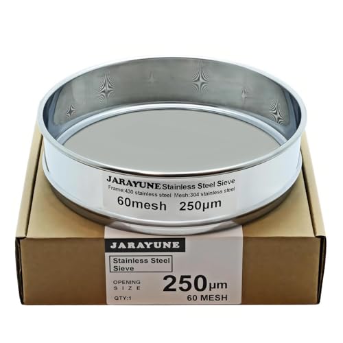 60 Mesh Stainless Steel Lab Sieve, Sturdy 8Inch(20.5cm) Sifter, Fine Mesh Sieve Strainer for Powder Pellet Flour Liquid Filtration-Lab Industrial DIY Household Use - size: 60mesh (250µm)