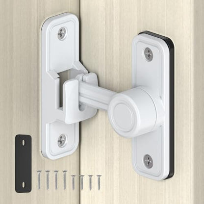 Barn Door Lock 2.4" 90/180 Flip Gate Latch, White 1-Pack - color: White-1 Pc