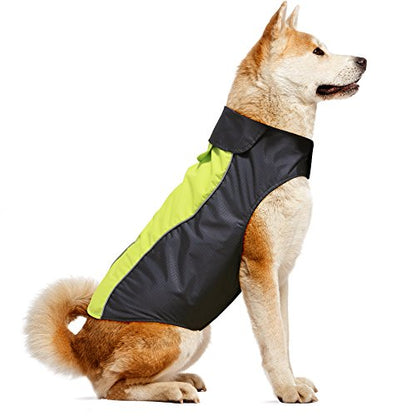 Vizpet Dog Raincoat Waterproof Coats,Dog Jacket High Visibility Warm Vest Dog Clothes for Small Medium Large Dogs(Green-L) - size: Green-L
