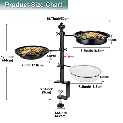BOLITE Balcony Bird Feeders for Outdoors and Deck Railing, 3-Trays, Black - style: 3 Trays