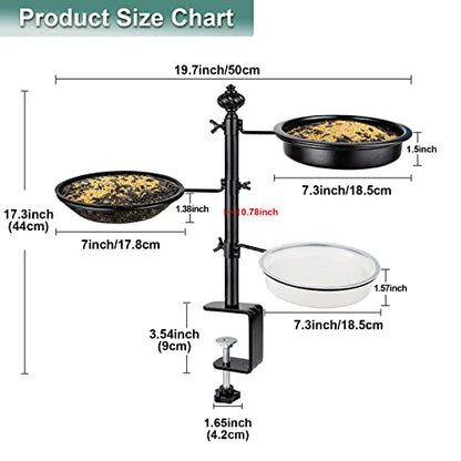 BOLITE Balcony Bird Feeders for Outdoors and Deck Railing, 3-Trays, Black - style: 3 Trays