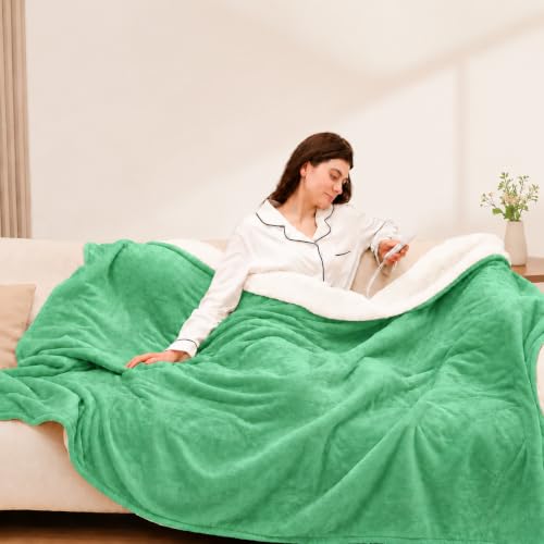 Heated Blanket Electric Blanket Twin Size, Aqua Green - color: Aqua Green, size: Twin-62"x84"