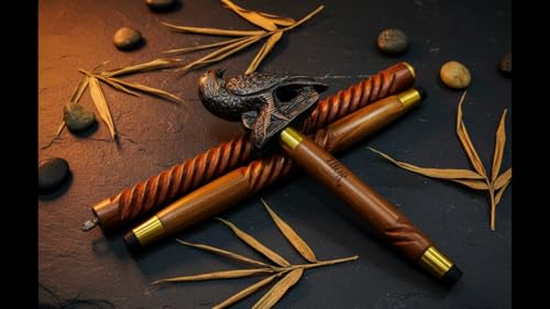 Handmade Solid Brass Head Handle Vintage Style Antique Wooden Walking Stick Cane Gift (3 Fold Wooden Walking Cane) - style: Bald eagle walking stick