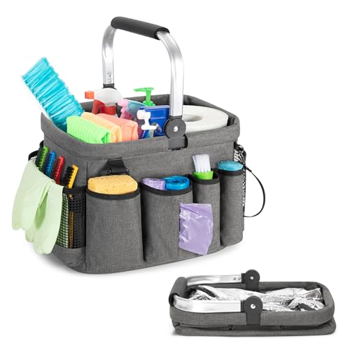 PGmoon Cleaning Caddy Organizer with Handle,Grey - color: Grey