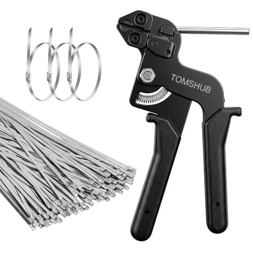 Metal Zip Tie Tool Kit, 100pcs 11.8 Inch Stainless Steel Zip Ties - color: Silver,black