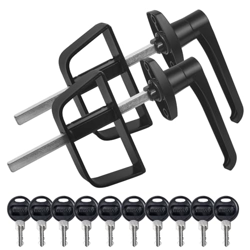 L-Handle Lock Kit,Hurrikom Double Shed Door Latch with 5.5" Stem, Lock Matching Set Includes 10 Keys for Sheds Doors, Playhouses, Chicken Coops,Camper, RV, etc(Black).All Keys are Universal. - size: 5.5 inch-BLACK-L
