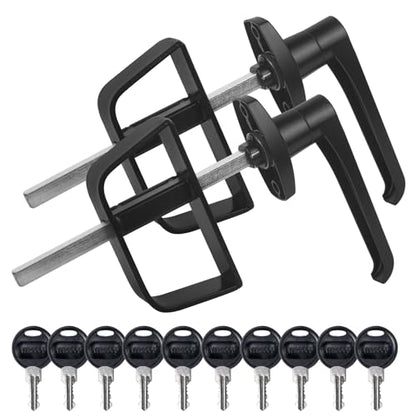 L-Handle Lock Kit,Hurrikom Double Shed Door Latch with 5.5" Stem, Lock Matching Set Includes 10 Keys for Sheds Doors, Playhouses, Chicken Coops,Camper, RV, etc(Black).All Keys are Universal. - size: 5.5 inch-BLACK-L