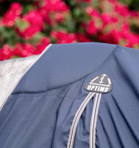 Horseware® Rambo® Optimo Stable Sheet - Navy/Thunderstorm Grey & Silver, 81 inches