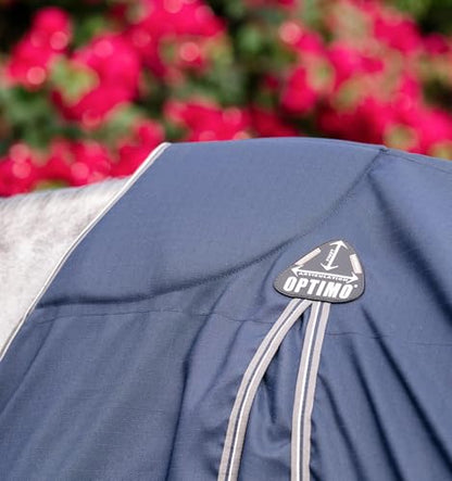 Horseware® Rambo® Optimo Stable Sheet - Navy/Thunderstorm Grey & Silver, 72 inches