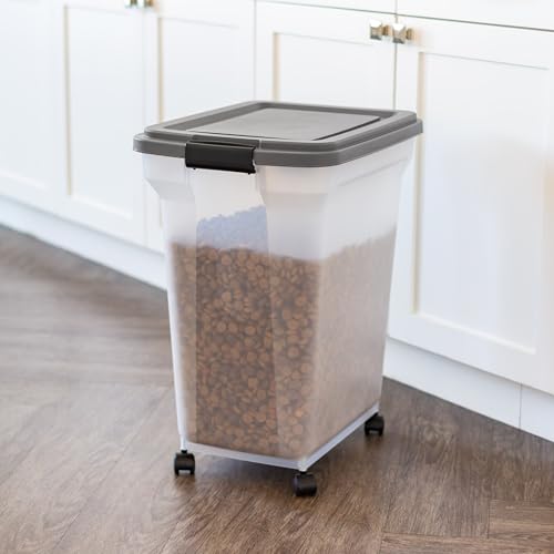 IRIS USA Dog Food Storage Container, Up to 40 lbs, Dark Gray, Made in USA - color: Dark Gray, size: 40 lbs
