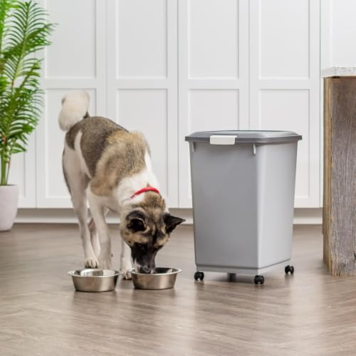 IRIS USA Dog Food Storage Container, Up to 54 lbs, Gray/Dark Gray - color: Gray/Dark Gray, size: 54 lbs