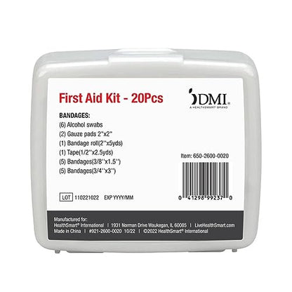 DMI First-Aid Kit, Mini 20-Piece Kit, Small and Compact All-Purpose Use for Minor Cuts and Scrapes, Durable Water-Resistant Case, Convenient and Portable, White (Pack of 3) - size: 20 Piece (Pack of 3)