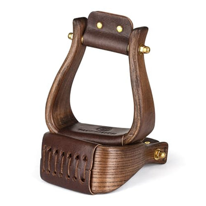 Trailmaster Wooden Western Horse Stirrups, 3 Inch Tread