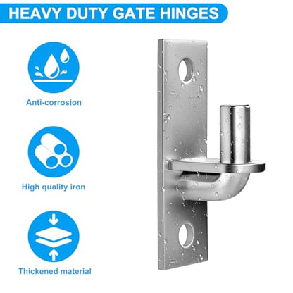 Wall Mount Gate Hinges, 2 Pack Farm & Chain Link Gate Hinges with 5/8" Hinge Pin, Heavy Duty Wall Plate Hinges for Fence Posts(Screws Not Included) - size: 2 Pack (2 pcs)