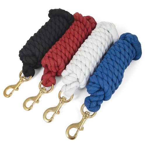 Jeffers Twisted Cotton Horse Lead Rope w/Brass Bolt Snap, 10' L - Black - color: Twisted Black, size: 3/4" x 10'L