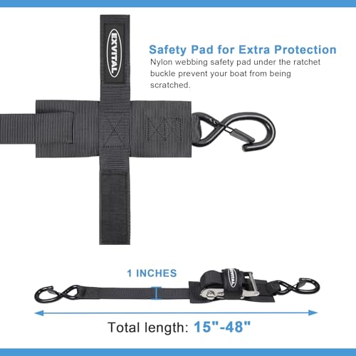 EXVITAL Boat tie Down Straps to Trailer 1"×4' Transom Straps - size: 1"×4’