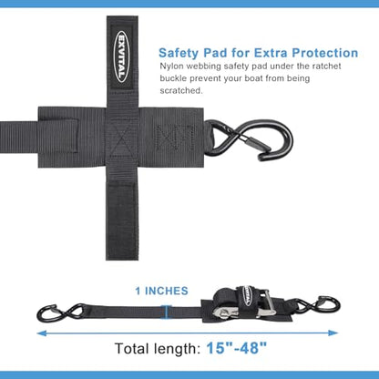 EXVITAL Boat tie Down Straps to Trailer 1"×4' Transom Straps - size: 1"×4’