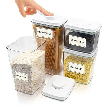 Bop Top Airtight Food Storage Containers with Lid Multi Pack | Kitchen Canister Sets | Air Tight Pantry Container | Pop Top Dry Food Storage Containers for Snacks, Sugar, Flour, Baking, Cereal, Pasta - color: Set of 4