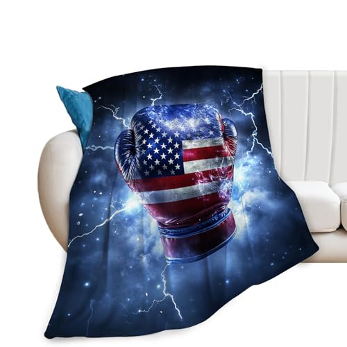 Boxing Throw Blanket Cozy Plush American Flag Gloves Blankets Flannel Fleece Lightweight Fuzzy Party Blanket Gifts for Girls Women Men Boys 80"X60" - color: Boxing Gloves, size: 80"x60"
