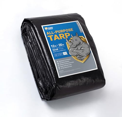 GUARD SHIELD Tarps Heavy Duty Waterproof 12x20 Feet Black Poly Tarp Cover Outdoor Thick UV Resistant Tarpaulin with Grommets 10mil - color: Black, size: 12x20