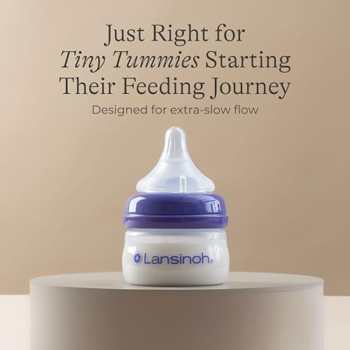 Lansinoh Anti-Colic Baby Bottles, 2 Ounces, 2 Count - style: 2 Ounce, XS Flow, 2 Count