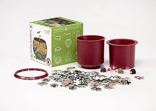 'Grow a Garden' 3D Puzzle Planter - 80 Piece Flowerpot Puzzle for Kids & Adults, No Glue Required - Functional Water-Resistant Pot - Includes 3 Mini Hedgehogs & 3 Mushrooms, Spartan & The Green Egg