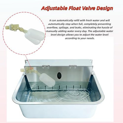 Stainless Steel Automatic Pet Waterer with Flip-Top & Wall Mount - size: Large-Flip cover