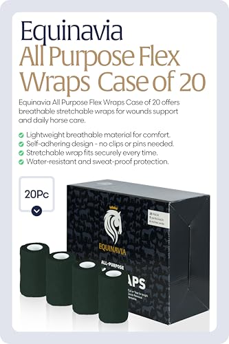 Equinavia 20 Pack Self Adhesive Bandage Wrap, 4 Inch Vet Wrap for Horses - color: Dark Green