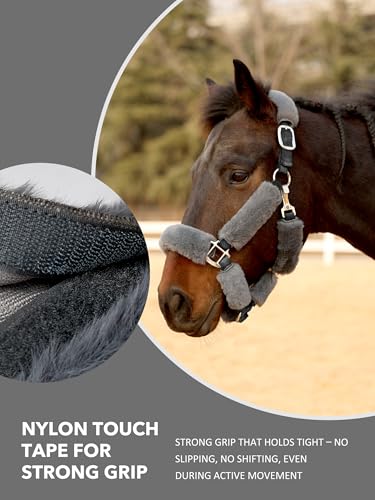 Harrison Howard Fleece Halter Covers for Horses, Set of 9, Prevent Hair Loss Pressure Marks, Padded Horse Halter Fleece Set Comet - color: Comet