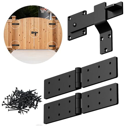 Fence Gate Hinge and Latch Set 2Pack Heavy Duty Gate Hardware Kit