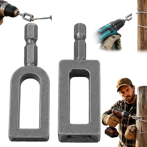 2 Pcs Electric Drill Wire Twisting Tool for Drill, Heavy Duty Wire Twister with 1/4" Hex Shank, Professional Wire Twisting Tool for Construction and Fence,Rebar Tying