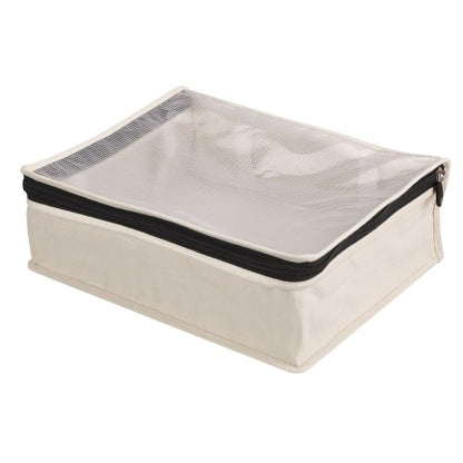 Household Essentials Canvas Sweater Storage Bags, 2-Pack, Breathable Cotton, Under-Bed Zippered Storage with Clear Top Window, Stackable, Cedar Insert Compatible (Not Included), Natural - size: 2 pack sweater bag, style: Sweater Bags