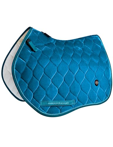 Harrison Howard Close Contact Horse Saddle Pad for Jumping, w/Velvet Hue - color: Star Command Blue