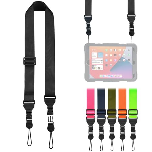 FIEIL Adjustable Shoulder Strap, Nylon Camera Strap, Comfortable Neck Strap for iPad, Cellphone Tablet, Camera, Laptop, Binocular, Luggage Bag (Black Universal Lanyard) - color: Black