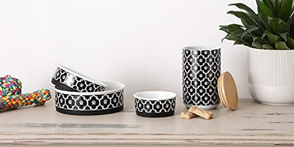 Bone Dry Lattice Collection Pet Bowl & Canister, Treat Canister, 4x6.5 inches, Black (Pack of 6) - color: Black, size: Treat Canister, 4 x 6.5 in (Pack of 6)