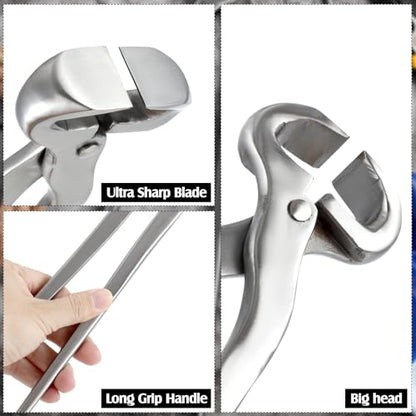 16 Inch Hoof Nippers Stainless Steel Farrier Tools Quality Hoof Trimmers with Gloves for Horse Goat Sheep Pigs Cattle Trimming Cutters Supplies Kit