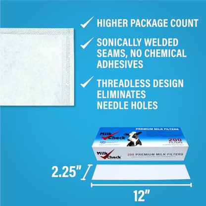 Milk Check – Premium Milk Filter Sock 2 ¼" x 12" 1 [CASE - 800 Filters] - style: 2 1/4 x 12"