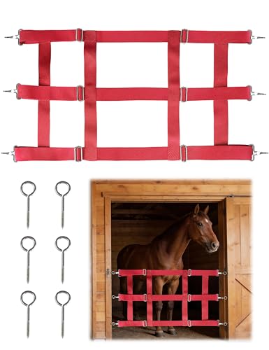 Harrison Howard Adjustable Poly 3-Slat Stall Guards for Horse Barns Stall Guard for Horses Home Barn Use Stall Guard Red - color: Red