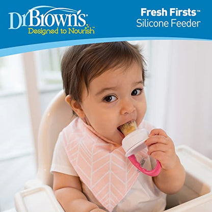 Dr. Brown's Fresh First Silicone Feeder, Pink & Grey, 2 Count - color: Pink & Gray, size: 2 Pack