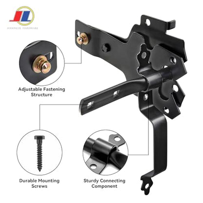 Gate Latch Set, Gate Handle & Latch, Heavy Duty, Black - size: Modern Door Post