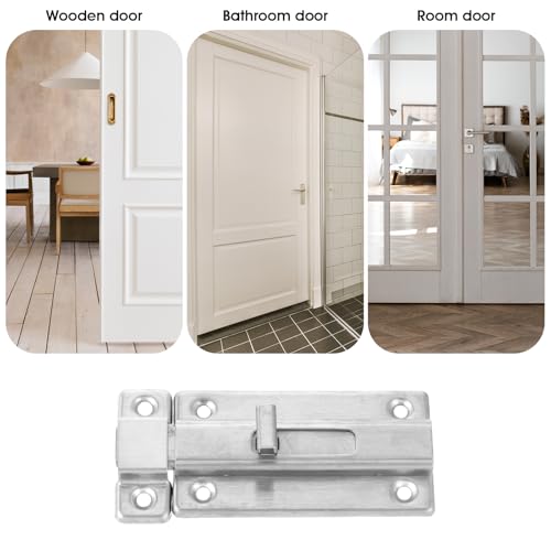 2 Pieces 3 inch Bathroom Stall Door Latch Sliding Door Lock Door Bolts with Screw Stainless Steel Latch Mounted Slide Bolt Silver Sliding Lock Bolt Bathroom Stall Hardware for Internal Doors