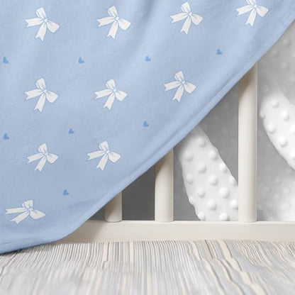 SANDJEST Blue Bow Minky Blanket 30 x 40 Inches, Gift for Christmas Birthday - color: Bow 1