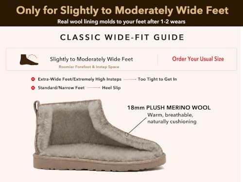 100% Sheepskin Mini Boots with Arch Support Options: Warm to -22°F - color: Classic-wide-olive, size: 5 Wide