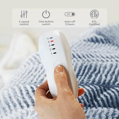 Templewet Heated Blanket Throw 50" x 60",Fluffy Electric Blanket,Blue | Timer Settings,Auto Off,Soft Sherpa Heated Throw Blanket,Machine Washable,Fast Heating for Sofa Bed Office Use,Gifts for Mom - color: Frosty Blue