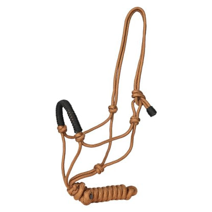 TuffRider Rugged Rope Halter Braided Noseband with Matching Lead - color: Brown