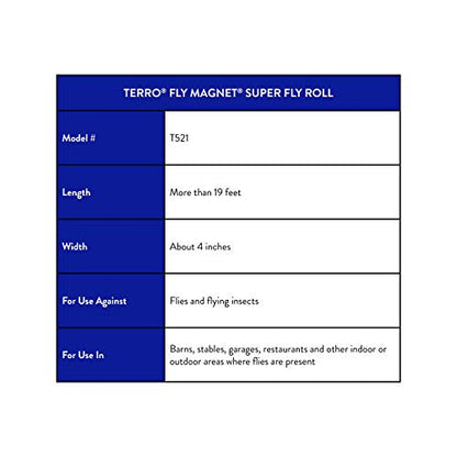TERRO T521SR Magnet Super Fly Roll-2 Pack,White - size: 2 Pack